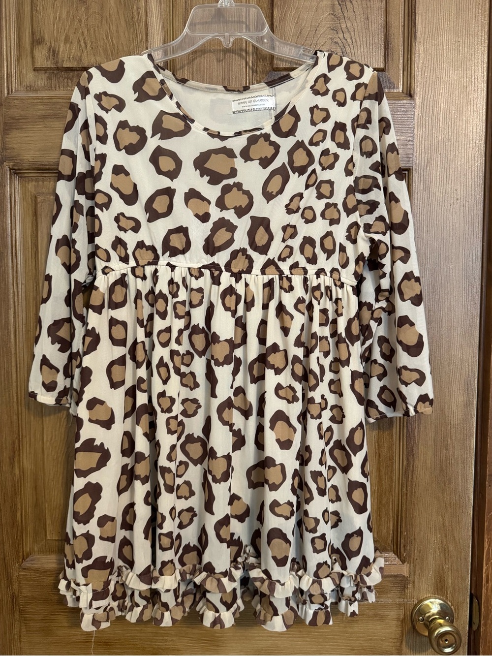 Cream and Brown Leopard Print Babydoll Tunic